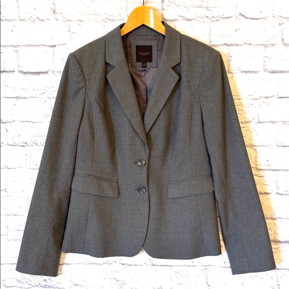 The Limited Collection Gray Two Button Professional Blazer Suit Jacket Size 10